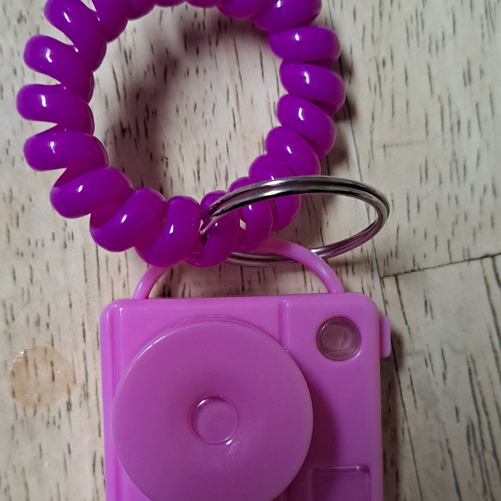 Toy Pink Camera Keychain with Coil Wristband